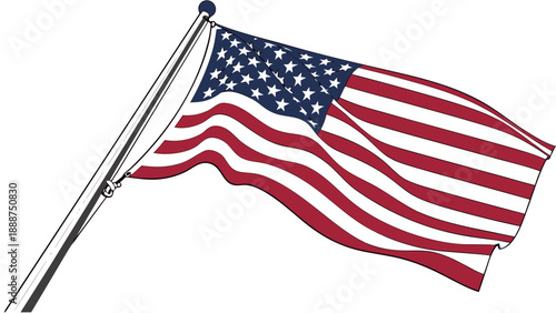 Waving American Flag Symbol of Patriotism and National Pride.