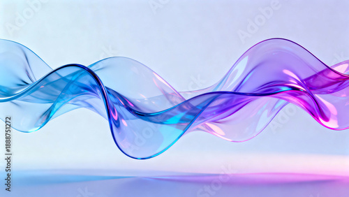 Abstract Glass Wave Flow in Blue and Purple Gradient with Smooth Transparent Motion, Futuristic Fluid Design