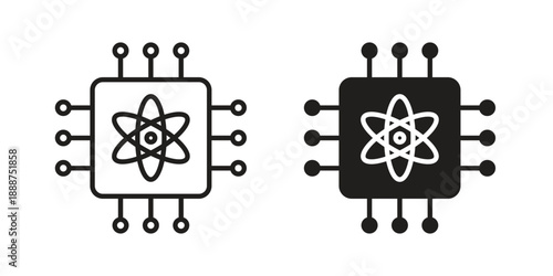 Quantum computing icon vector logo design element. Vector emblem template.