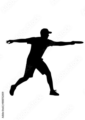 Disc Golf Player Silhouette, Professional Frisbee Throwing Action, Outdoor Recreation Hobby and Social Sport Concept Vector