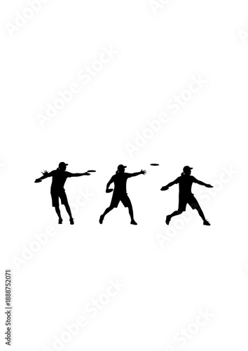 Disc Golf Player Silhouette, Professional Frisbee Throwing Action, Outdoor Recreation Hobby and Social Sport Concept Vector