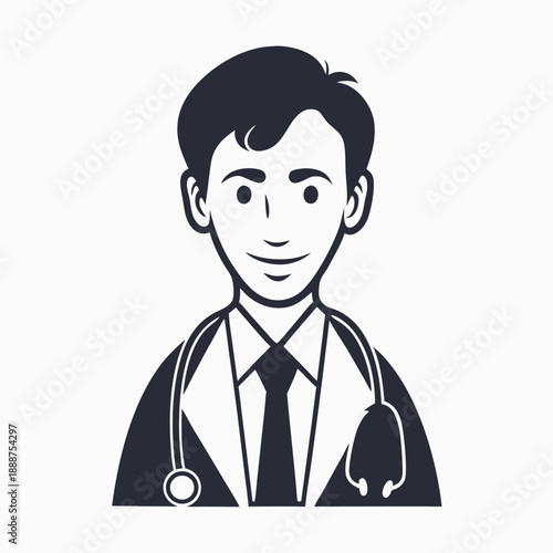 Clinician Avatar Icon with Stethoscope for Telemedicine and Digital Health