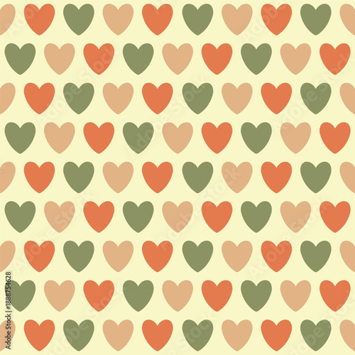 Seamless vintage heart pattern in warm retro colors