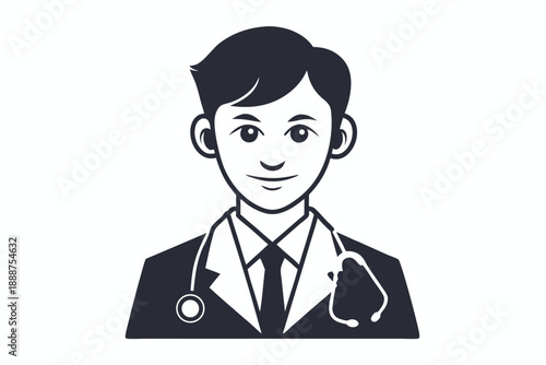 Medical Staff Avatar Icon with Stethoscope for Clinical User Interface