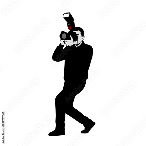 Photographer using external flash while capturing images in action  