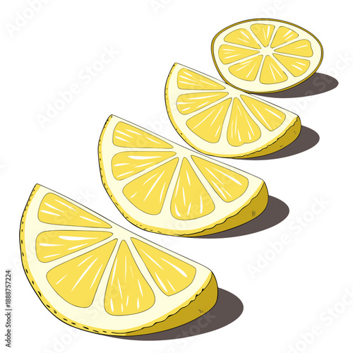 Fresh Lemon Slices on a White Background
