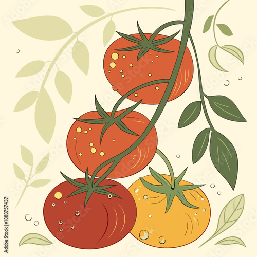 Vibrant Ripe Tomatoes on a Vine