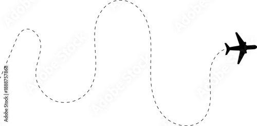 Aircraft icon vector set. Plane flying path illustration sign collection. Airplane symbol flying in a dotted line. The flight path of Air plane, plane, travel. Airplane flying on a dotted route