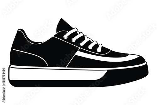 platform sneaker line art silhouette vector illustration