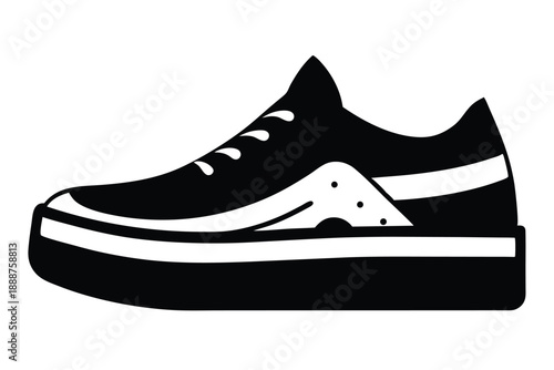 platform sneaker line art silhouette vector illustration
