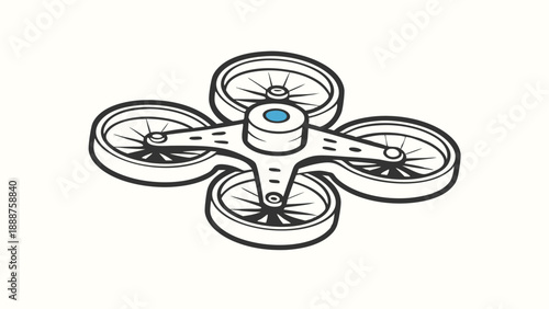 Modern UAV Drone Icon for Aerial Surveillance and High-Tech Delivery Services