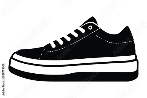platform sneaker line art silhouette vector illustration
