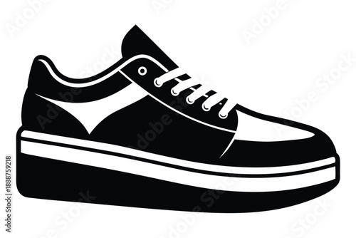platform sneaker line art silhouette vector illustration