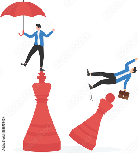 Team Defending Chess King with Umbrella