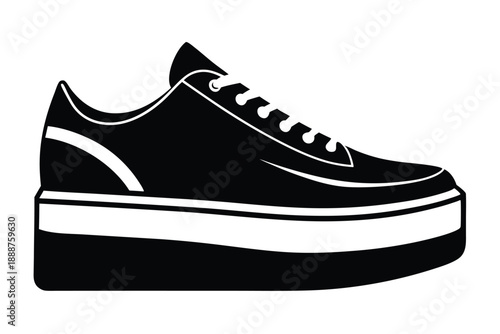 platform sneaker line art silhouette vector illustration
