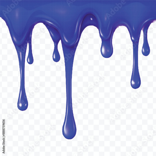 realistic 3d glossy liquid paint droplets dripping down in different color style isolated on transparent background