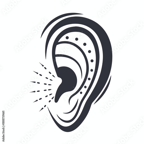 Abstract Ear Icon Vector Illustration for Listening Skills and Sound Recognition