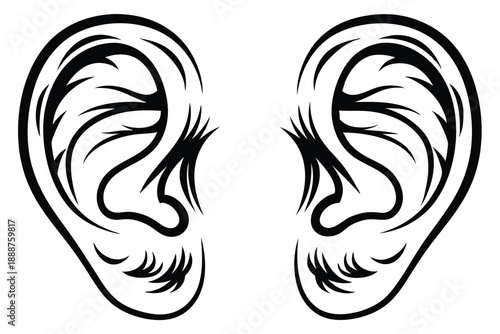 Simple Linear Ear Icon for Communication Hearing Aids and Audio Device Branding