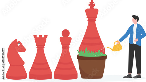 Watering Small Chess Piece Plant