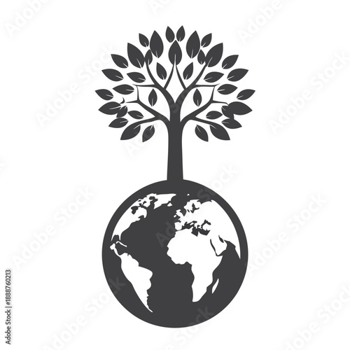 Green Living Earth Day Icon with Recycling Symbol and Globe for Zero Waste Concept