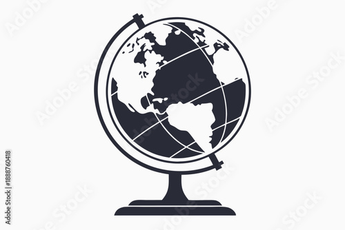 Symmetric World Globe Outline Icon for Travel Geography and Internet Connectivity