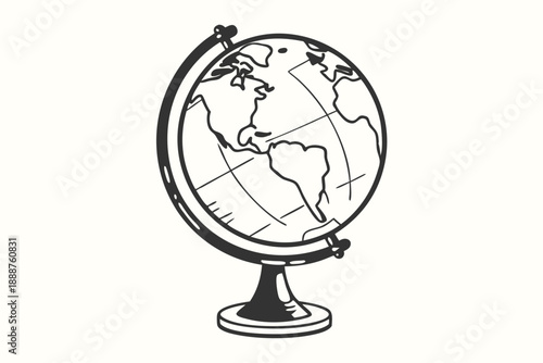 Geometric World Globe Line Icon for Educational Geography and Global Awareness