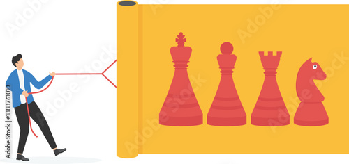 Businessman Unrolling Strategy Blueprint