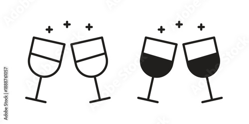 Wine toast icon vector logo design element. Vector emblem template.