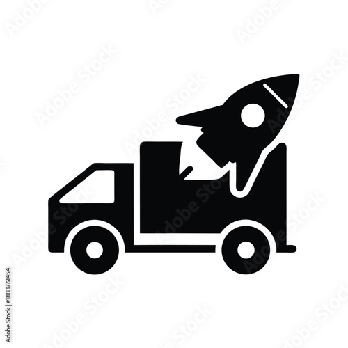 Speedy delivery service symbol with rocket launch icon representing fast shipping and logistics