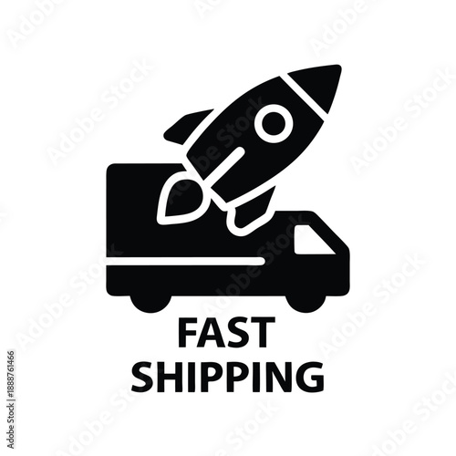 Minimalist fast shipping icon featuring a rocket for express courier and e-commerce tracking