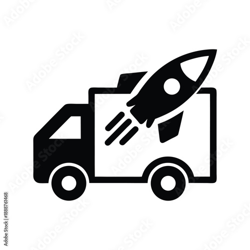 Rocket launch icon for fast shipping and rapid delivery services in e-commerce business
