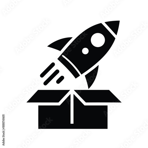 Rocket launch graphic icon for fast delivery service and rapid shipping logistics management