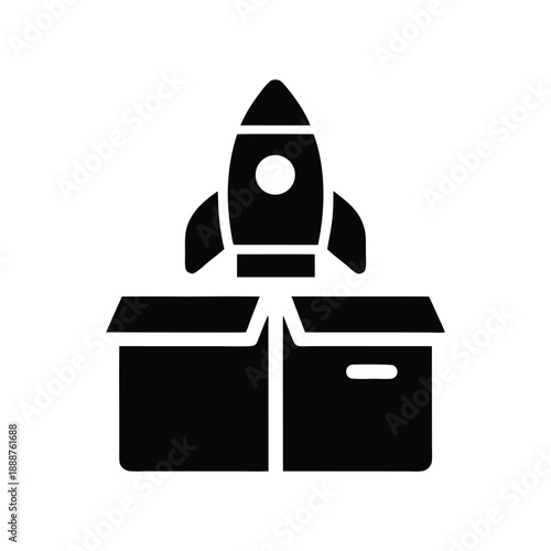 Modern rocket icon for fast shipping and express courier delivery services isolated on white