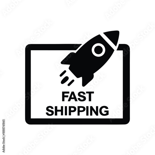 Speedy shipment symbol with rocket icon design for logistics and express delivery business
