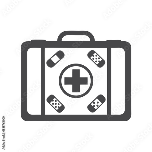Emergency First Aid Kit Box Icon for Medical Healthcare and Safety Supplies
