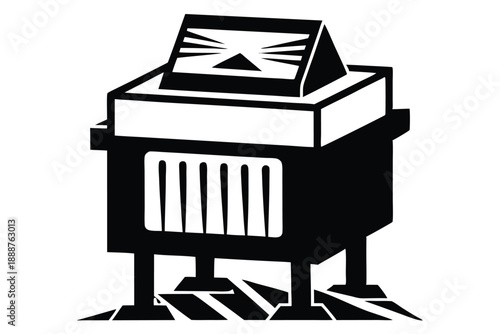 paper shredder line art silhouette vector illustration