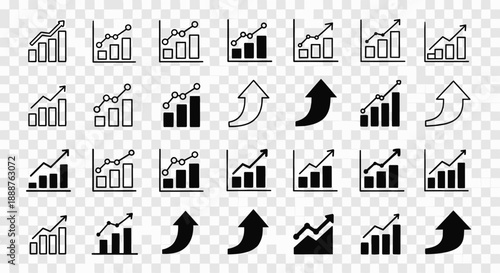 Growth and Analytics Chart Icon Set for Business and Data Visualization