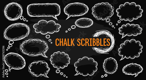 Chalk Scribble Speech Bubble Set for Blackboards and Creative Design