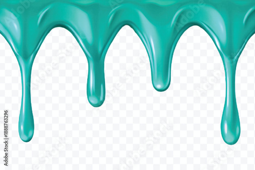 realistic 3d glossy liquid paint droplets dripping down in different color style isolated on transparent background