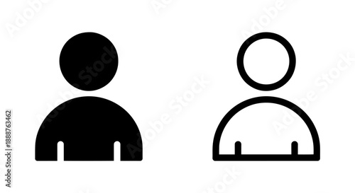 Black and White People Icons: Essential Glyph and Outline for User Accounts, Login, and Community Interfaces.