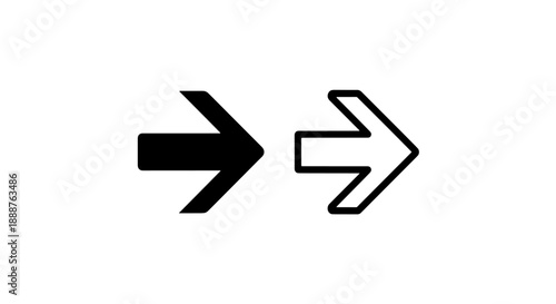 Black and White Direction Arrow Icons: Essential Pointer for Progression, Movement, and User Interface Navigation.