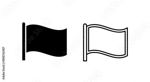 Black and White Banner Icons: Essential Symbols for Country Representation, Victory, and Important Markers.
