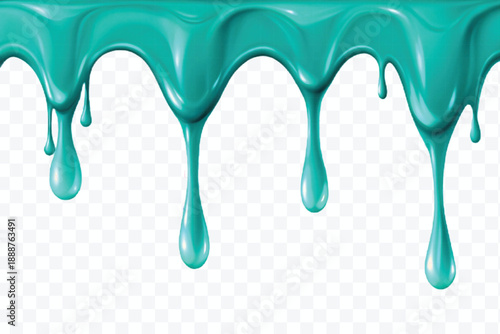 realistic 3d glossy liquid paint droplets dripping down in different color style isolated on transparent background