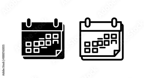 Daily Calendar Planner Icons - Filled and Outline Vector Graphics for Scheduling and Important Dates