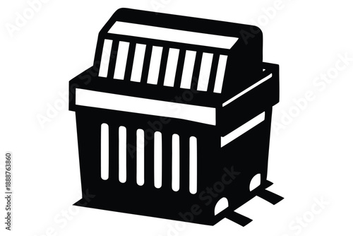 paper shredder line art silhouette vector illustration