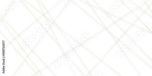 Abstract minimalistic white background with elegant intersecting golden lines forming a geometric pattern. random chaotic line and creative geometric many square, triangle shape background.