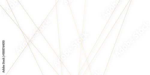 Abstract minimalistic white background with elegant intersecting golden lines forming a geometric pattern. random chaotic line and creative geometric many square, triangle shape background.