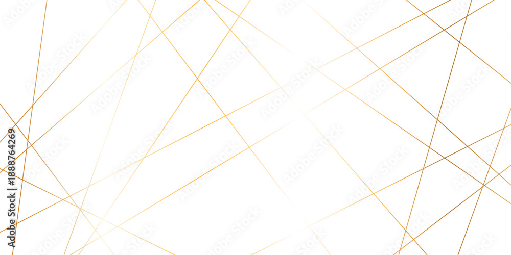 Obraz premium Abstract minimalistic white background with elegant intersecting golden lines forming a geometric pattern. random chaotic line and creative geometric many square, triangle shape background.