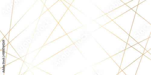 Abstract minimalistic white background with elegant intersecting golden lines forming a geometric pattern. random chaotic line and creative geometric many square, triangle shape background.