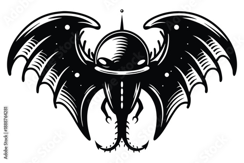 Heavy Armored Alien Beetle Flying Creature Symbol for Fantasy Games